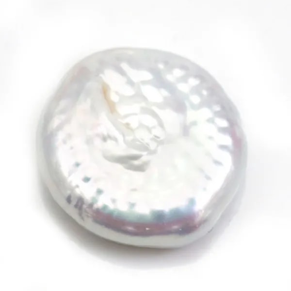 Silvery white flat round freshwater cultured pearls 11mm x 2pcs