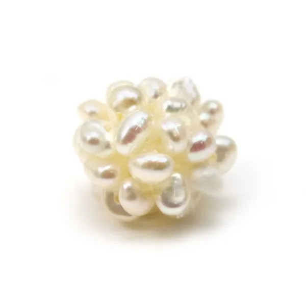 Boule de perles d'eau douce blanche, de taille 13-14mm x 1pc