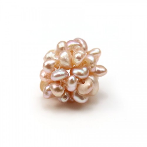 Boule de perles d'eau douce de couleur mauve, de taille 13-14mm x 1pc