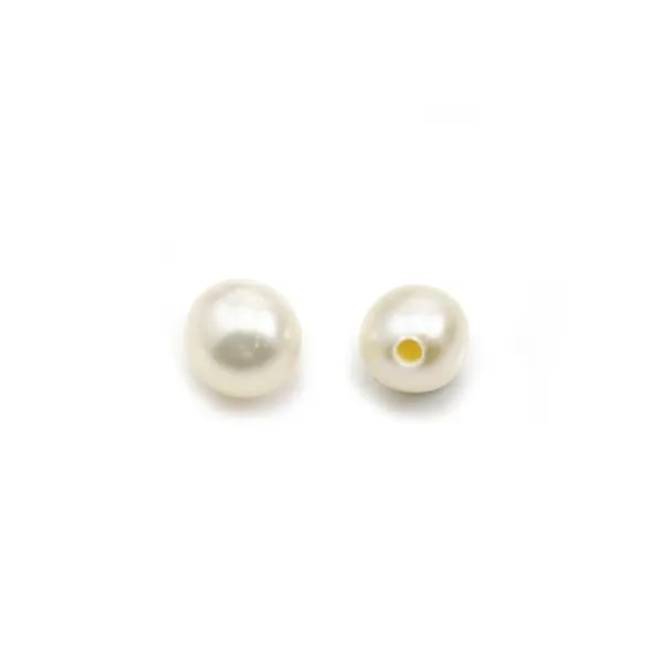 Perle de culture d'eau douce, semi-percée, blanche, ronde,  4.5-5mm x 2pcs