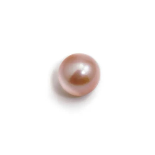 Perle de culture d'eau douce, saumon ronde semi-percée 8.5-9mm x 1pc