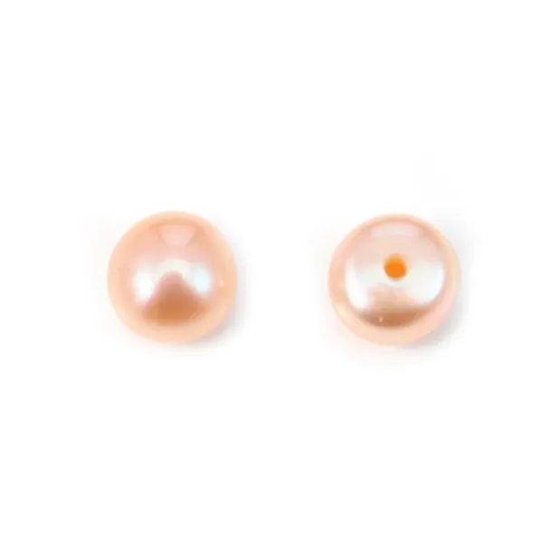 Perle D'eau Douce Saumon Ronde plat semi-percés 6-6.5mm  x 2pcs