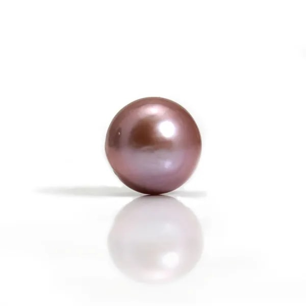 Perle de culture d'eau douce mauve ronde 12-13mm  semi-percée  x 1pc