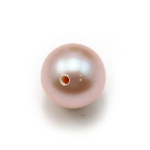 Perle D'eau Douce rond mauve 8-10mm demi tron 0.6mm  x 1pc