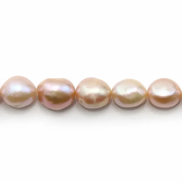 Perles d'eau Douce  baroque saumon 13-15mmx40cm