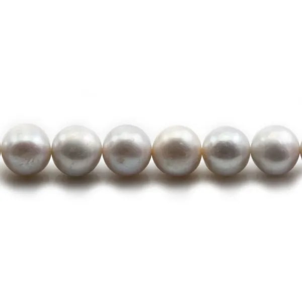 Perle de culture d'eau douce grise, semi-ronde, 9-10mm x 39cm