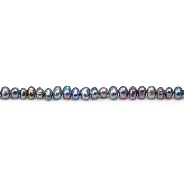 Perles de culture d'eau douce, bleu foncé, ovale/irrégulière, 2-3mm x 38cm