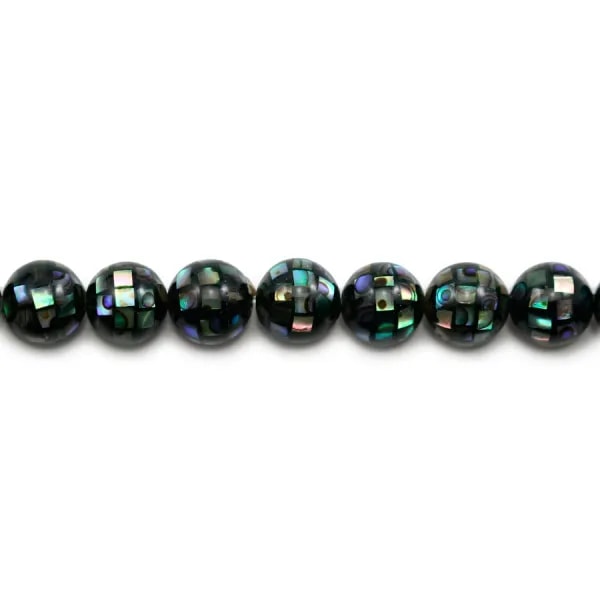 White mother-of-pearl round beads on thread 8mm x 40cm