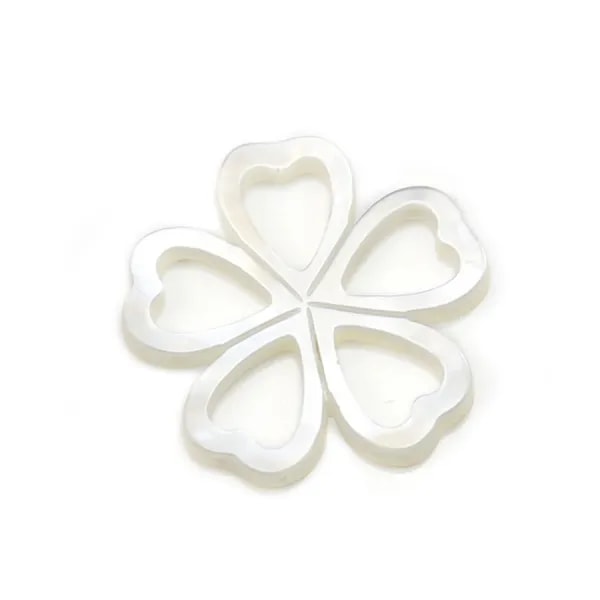 Nacre blanche en fleur de 5 feuilles 28mm x 1pc