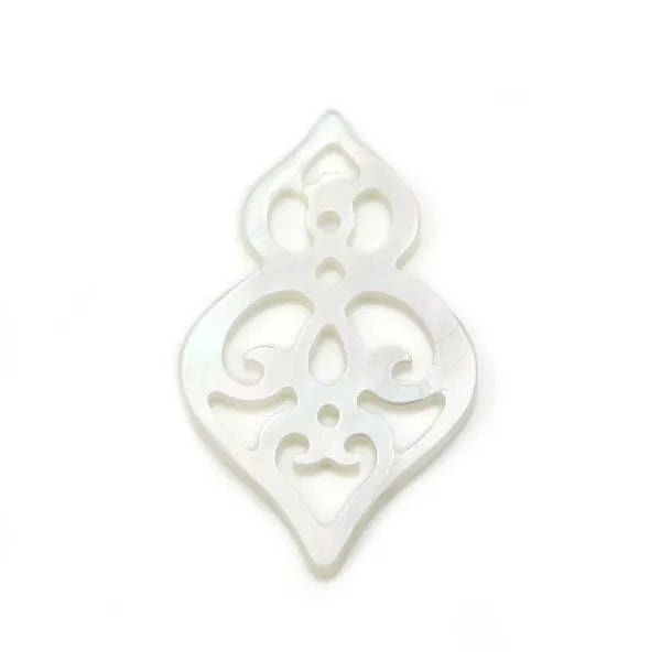 Nacre grise gourde ajourée 16x26mm x 1pc