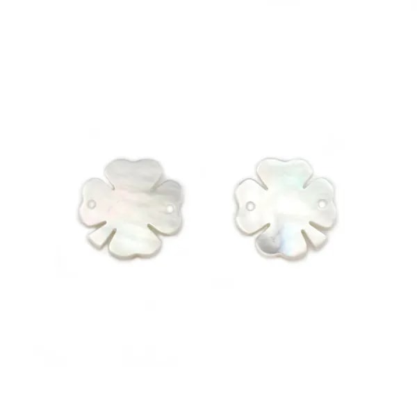 Nacre blanche en forme de trèfle à 4 feuilles 13mm x 1pc
