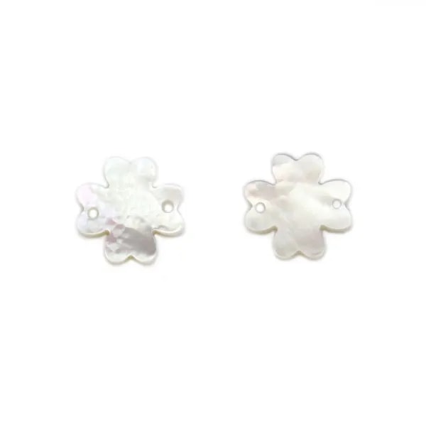 Nacre blanche en forme de trèfle à 4 feuilles 12mm x 1pc