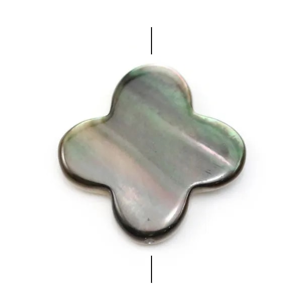 Nacre grise en forme de trèfle 18mm x 1pc