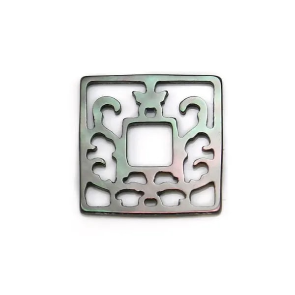 Nacre blanche carrée ajourée 18mm x 1pc