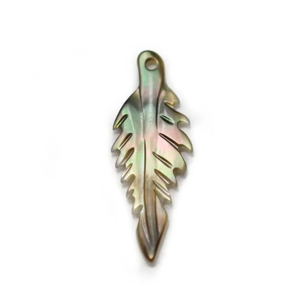 Nacre de couleur grise, en forme de feuille, 8 * 20mm x 1pc