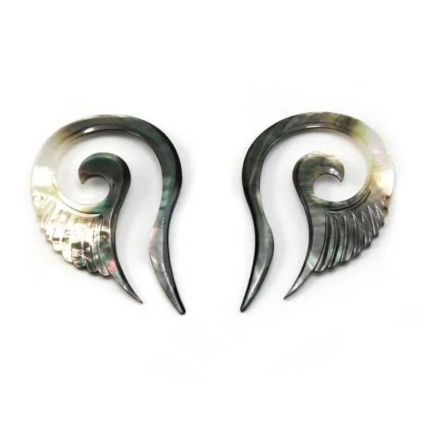 Nacre grise coeur 26x48mm x 2pcs