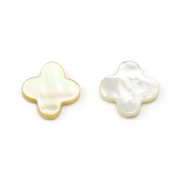 Nacre Jaune or en Forme de Trèfle 18 mm x 1pc