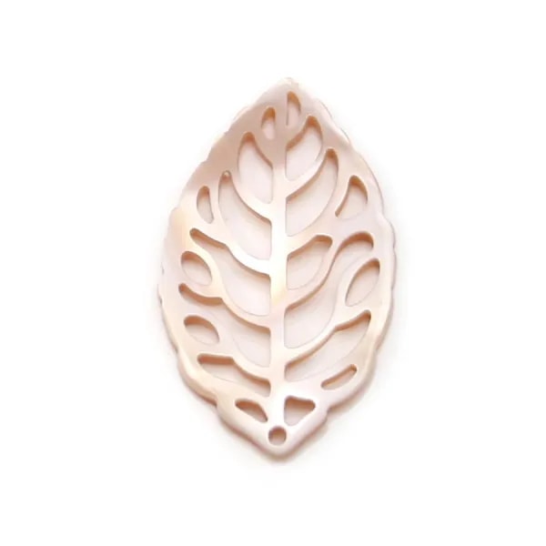 Nacre grise feuille ajourée 15x25mm x 1pc