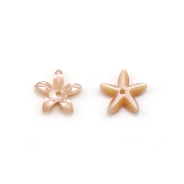 Nacre rose en forme de fleur 18mm  x 2pcs