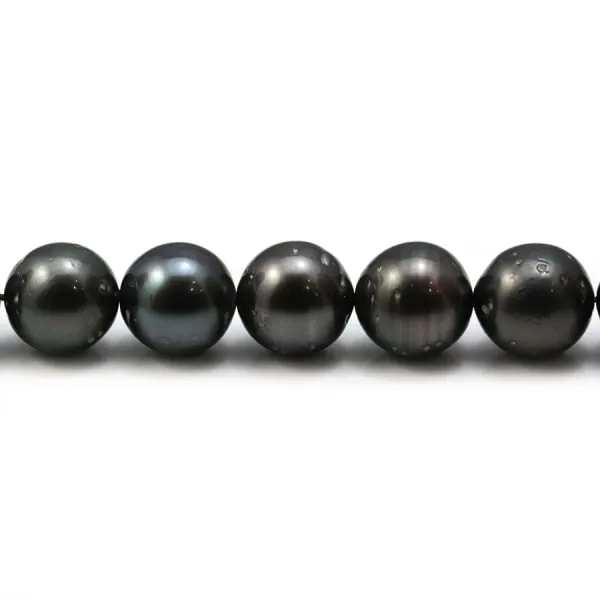 Pearls of Tahiti grey clear round 8.5-9.4mm x 40cm