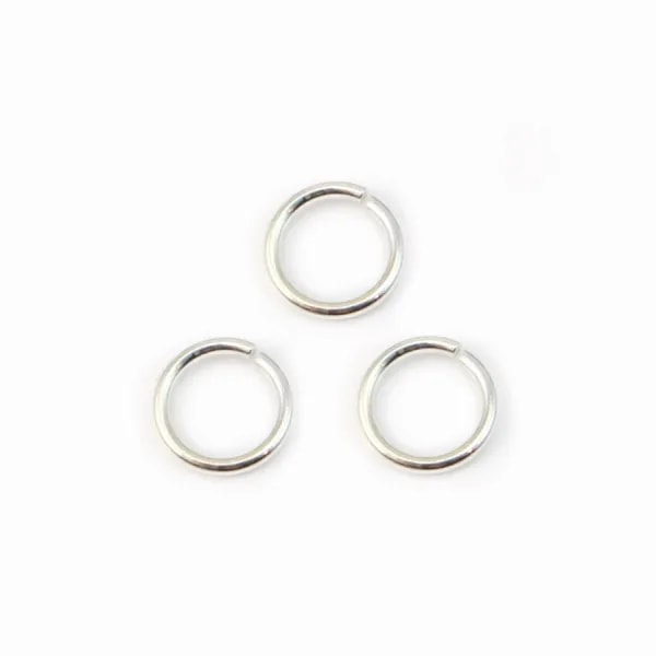 925 Silver Rhodium Rings, Open Round, 6mm, X10 pcs