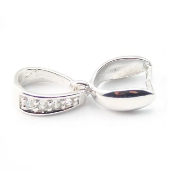 Argent 925 Rhodié Bélière  avec 1 strasses18mm x 1 pcs 