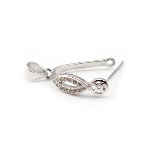 Silver 925 Rhodium Ark bail with Strasses11x22mm x  1 pcs