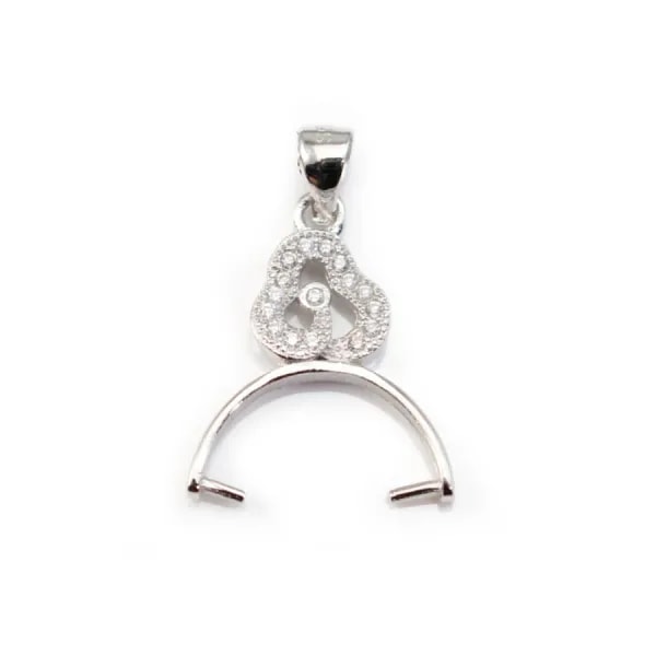 Bélière avec strasse, Argent 925 Rhodié 14x22mm  x1pc