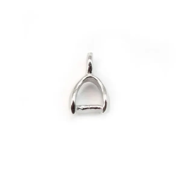 Rhodium 925 silver pendant clip 5x4.5mm x 4pcs