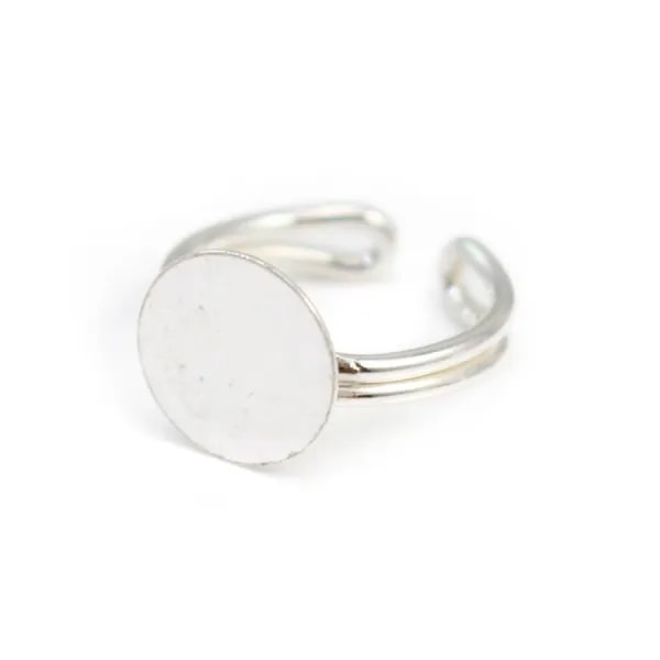 Argent 925 Bague réglable support ronde pour cabochon 12mm x 1pc