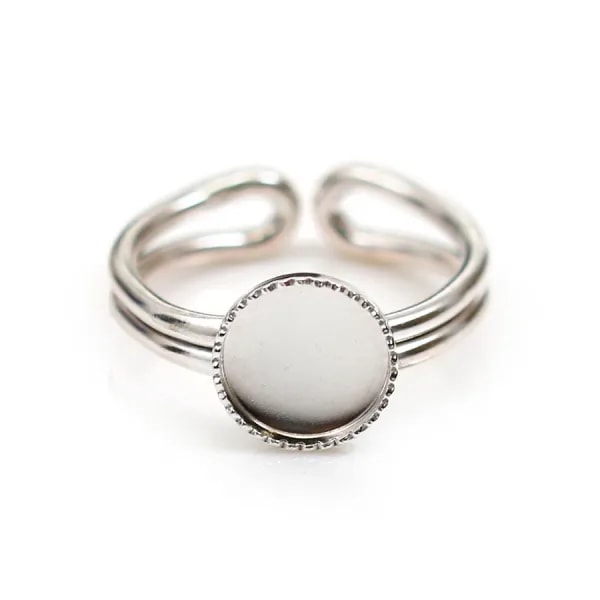Bague   réglable support rond 8mm en argent 925 x 1pc