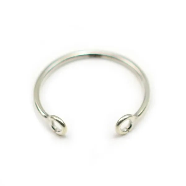 Bague réglable en argent 925, en forme de jonc avec 2 anneaux  x 1pc