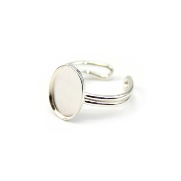 Bague réglable support 14mm  argent 925 x 1pc