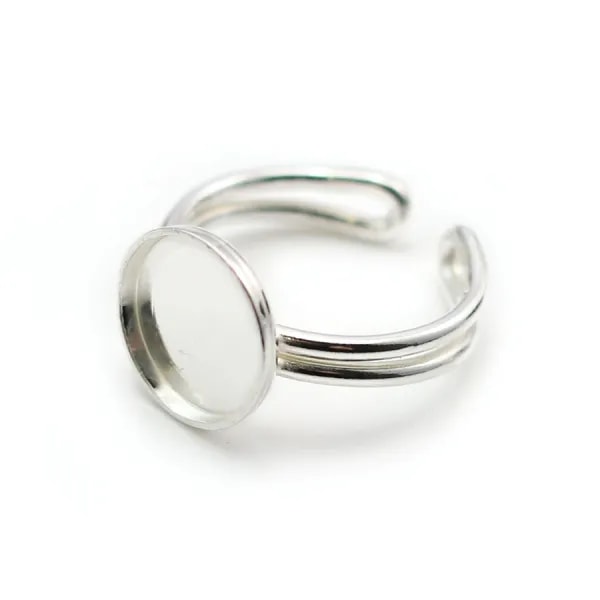 Bague   réglable support rond 10mm en argent 925 x 1pc