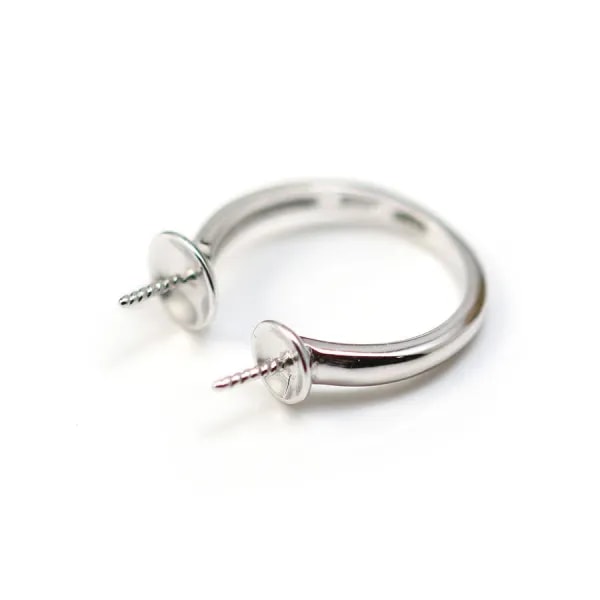 Bague réglabe double perles semi-percé x 1pc