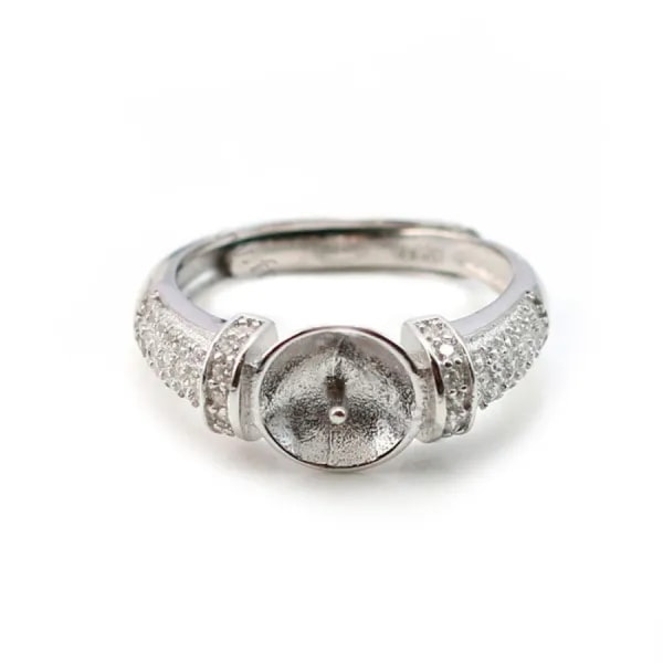 Argent 925 Support Bague réglable pour perles semi-percés & Zircon x 1pc