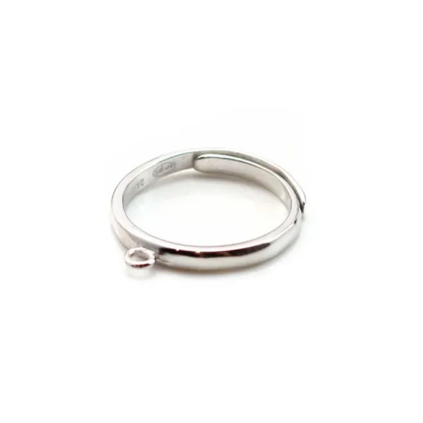 Monture de bague réglable en argent 925 rhodié avec 1 anneau x 1pc