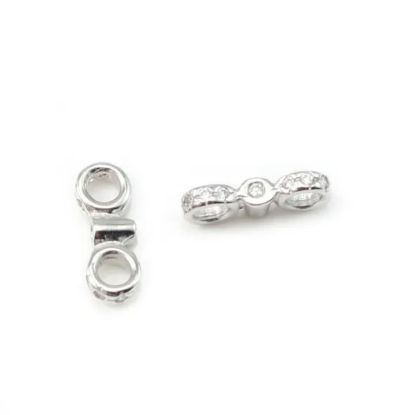 Argent 925 Barrette 2 Rangs avec ziron x 1pc
