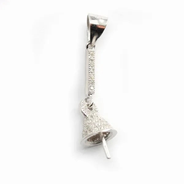 Argent 925 Rhodié bélière 35mm avec zircon x 1pc