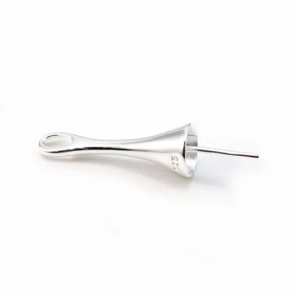 Drop pendant bail for beads half -drilled ,sterlings silver 925 ,8x24mm x 1pc