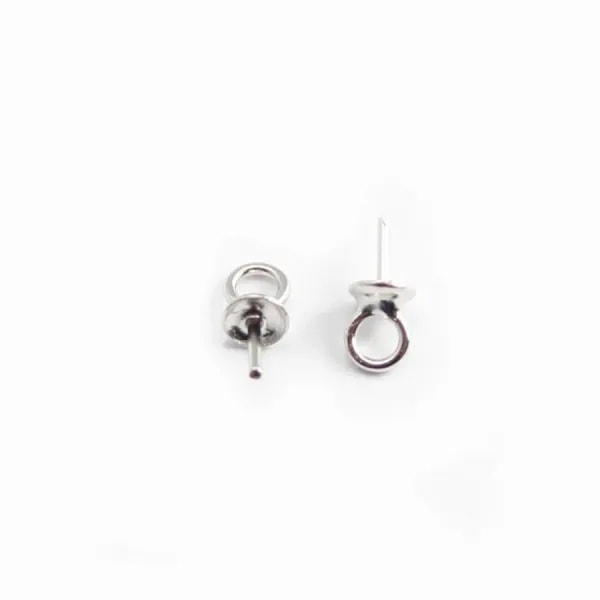 Argent 925  Rhodié bélière coupelle lise 3mm x 40 pcs  