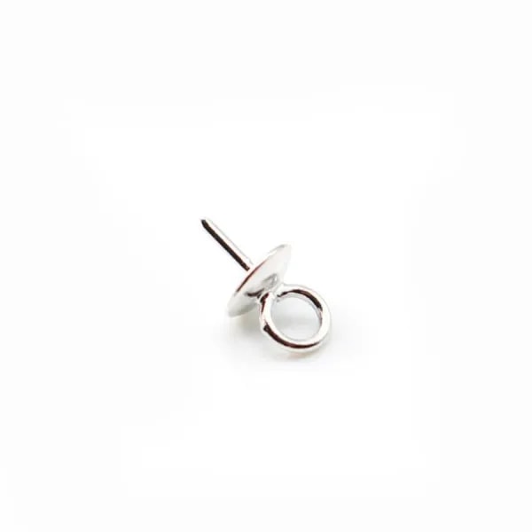 Argent  925 Rhodié Bélière coupelle 4mm pour perles semi-percés x 6PCS