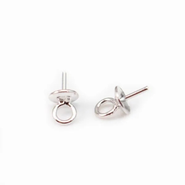 Bélière pour perles semi-percées, Argent 925 Rhodié, 6mm  x 4  pcs