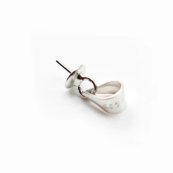 Argent  925 Rhodié Bélière coupelle 4mm pour perles semi-percés x 4PC