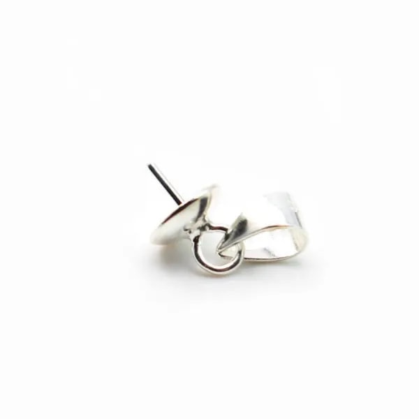 Argent  925 Bélière coupelle 6mm pour perles semi-percés x 2PC