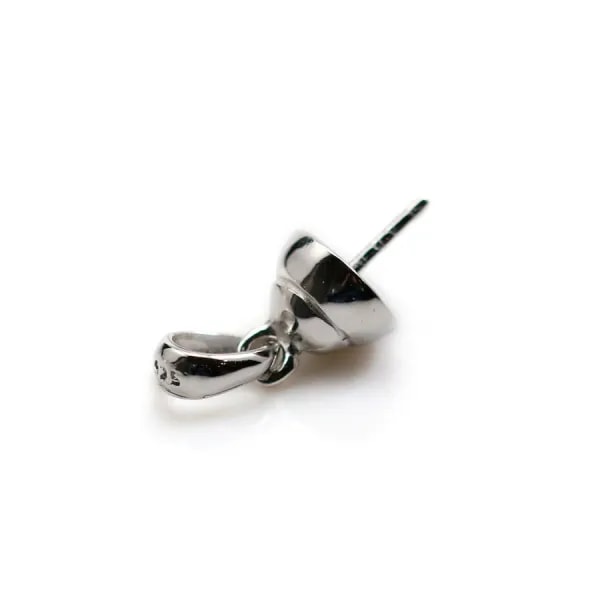 Argent  925 Rhodié Bélière coupelle 7.2mm pour perles semi-percés x 1PC