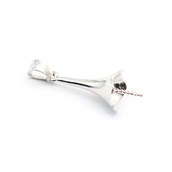 Argent  925 Rhodié Bélière coupelle 8mm pour perles semi-percés x 1PC