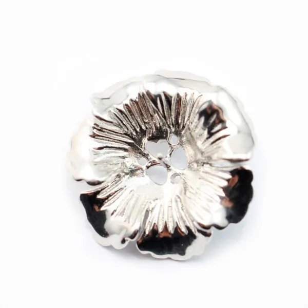Argent  925 Rhodié pendant  fleur 25mm pour perles semi-percés x 1PC