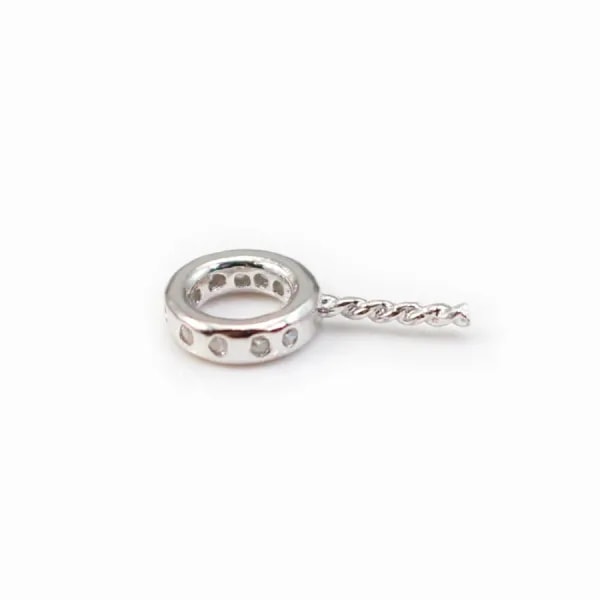 Bélière avec strasse, Argent 925 Rhodié 7x11.5mm  x1pc