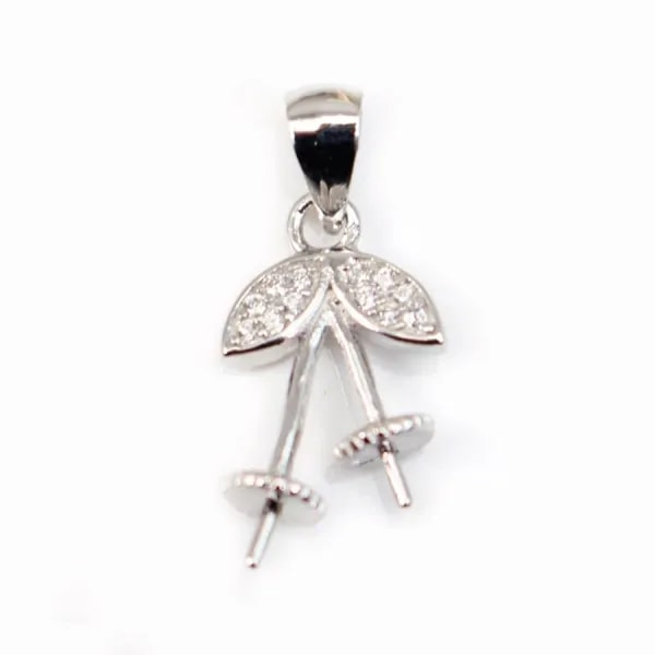 Bail Cherry with strass, Silver 925 Rhodium 9.5x22mm x 1pc